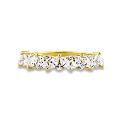 Marquise Round Half Eternity Cluster Wedding Ring