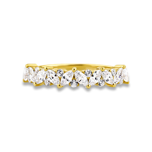 Marquise Round Half Eternity Cluster Wedding Ring