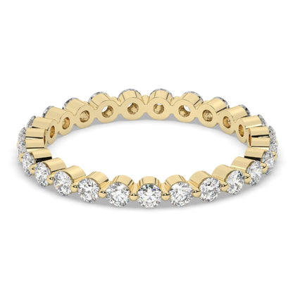 Single Shared Prong Floating Round Wedding Band