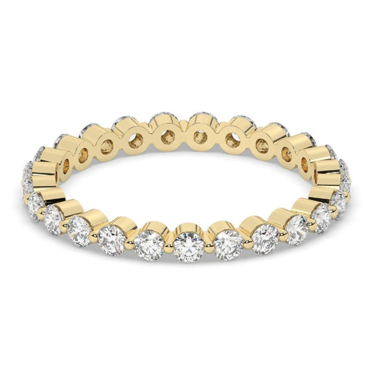 Single Shared Prong Floating Round Wedding Band