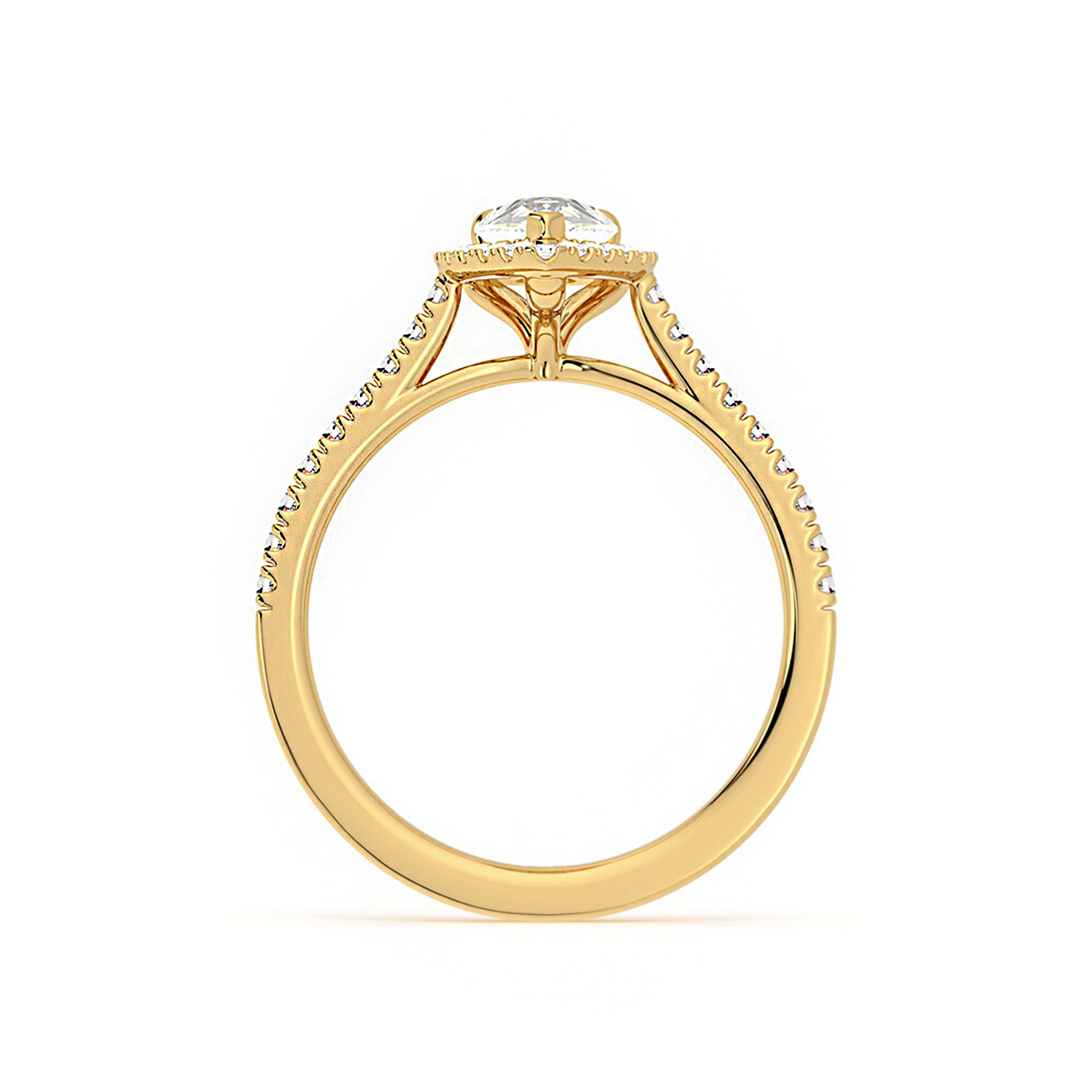 Tear Drop Signature Halo Moissanite Ring