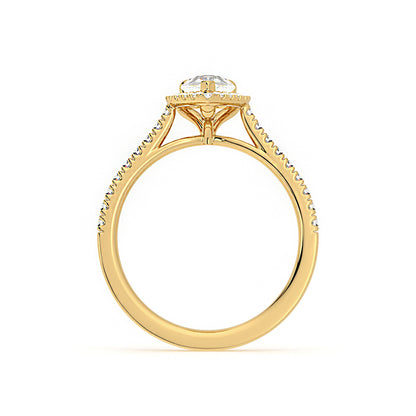 Tear Drop Signature Halo Moissanite Ring