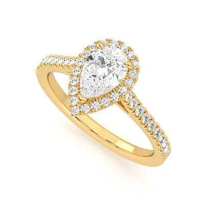 Tear Drop Signature Halo Moissanite Ring