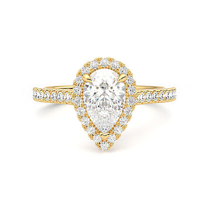 Tear Drop Signature Halo Moissanite Ring