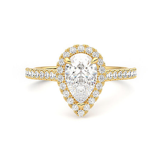 Tear Drop Signature Halo Moissanite Ring