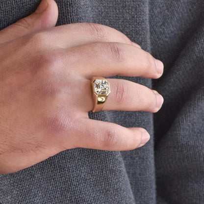 Bold Statement Asscher Mens Moissanite Engagement Ring