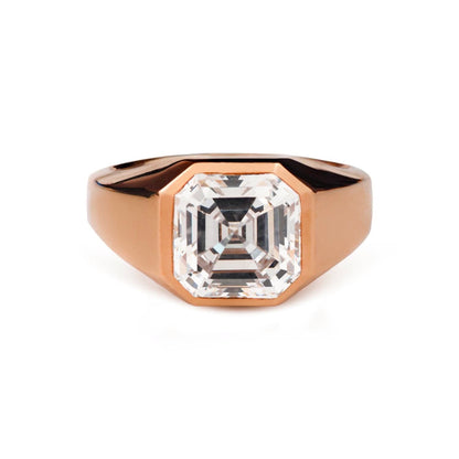 Bold Statement Asscher Mens Moissanite Engagement Ring