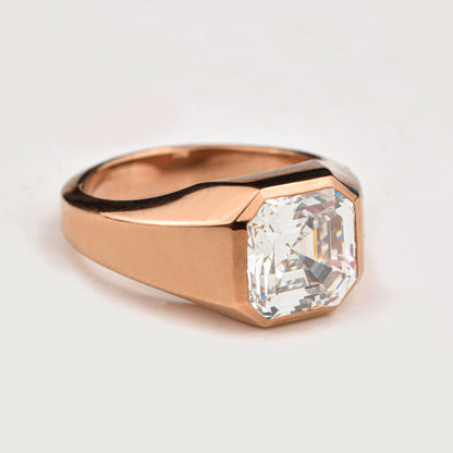 Bold Statement Asscher Mens Moissanite Engagement Ring