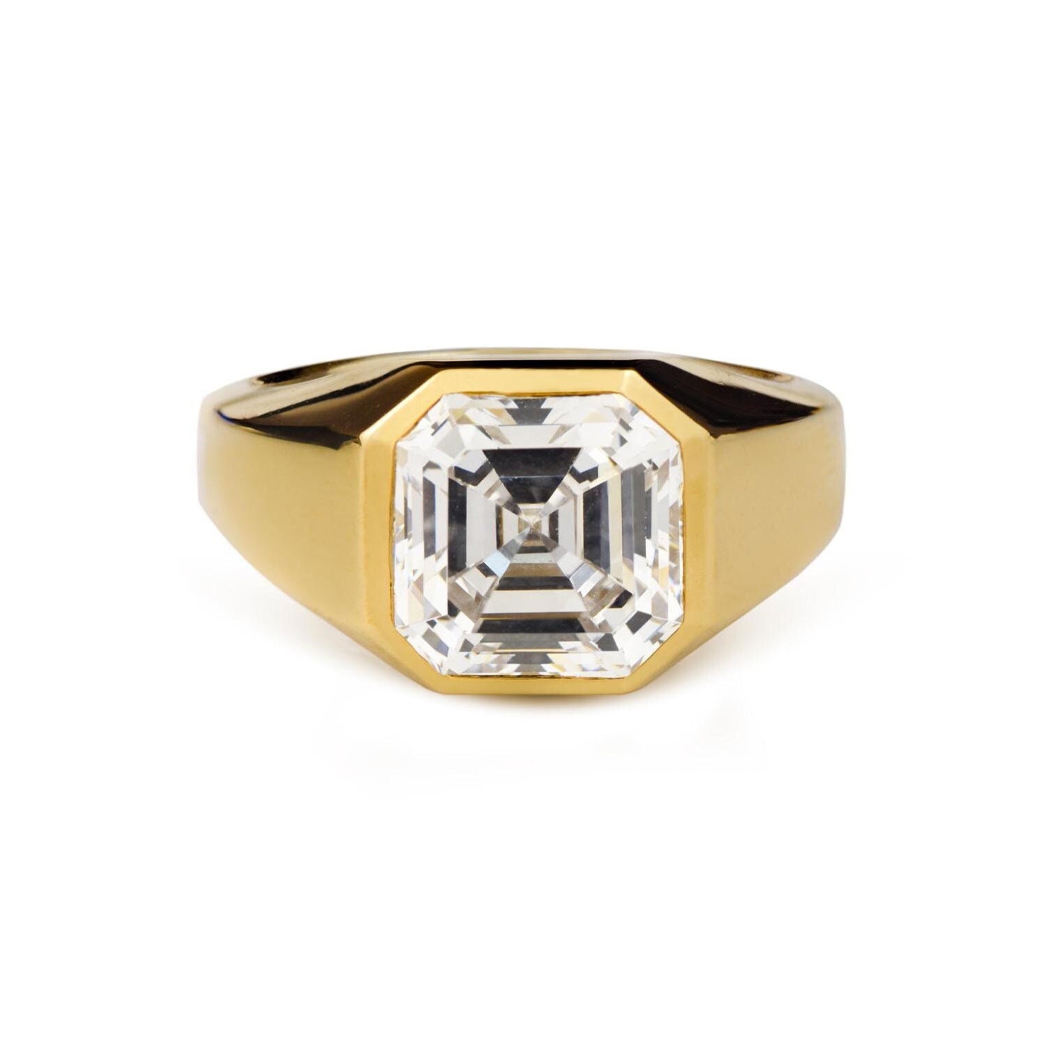 Bold Statement Asscher Mens Moissanite Engagement Ring
