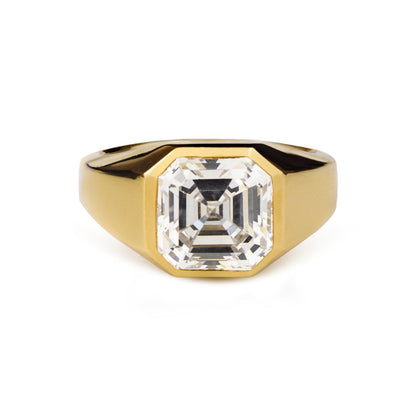 Bold Statement Asscher Mens Moissanite Engagement Ring