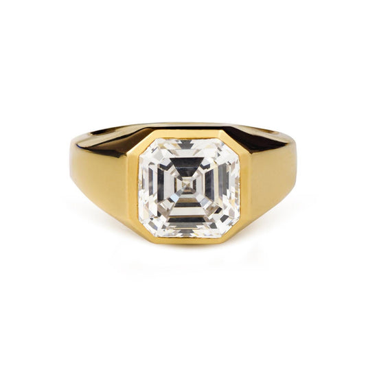 Bold Statement Asscher Mens Moissanite Engagement Ring