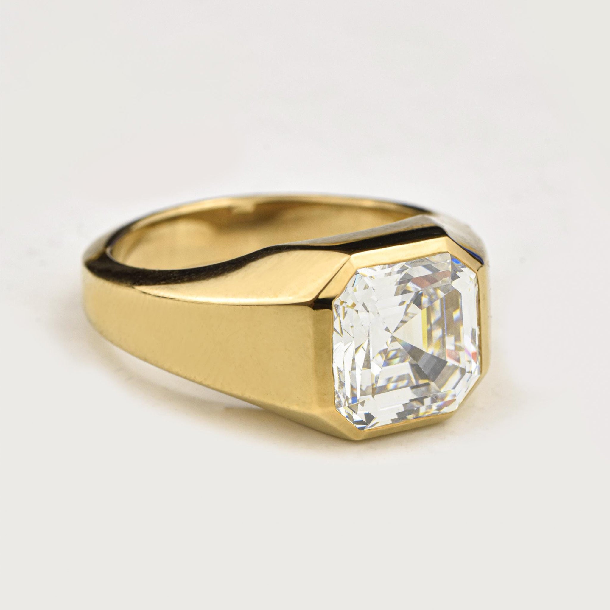 Bold Statement Asscher Mens Moissanite Engagement Ring
