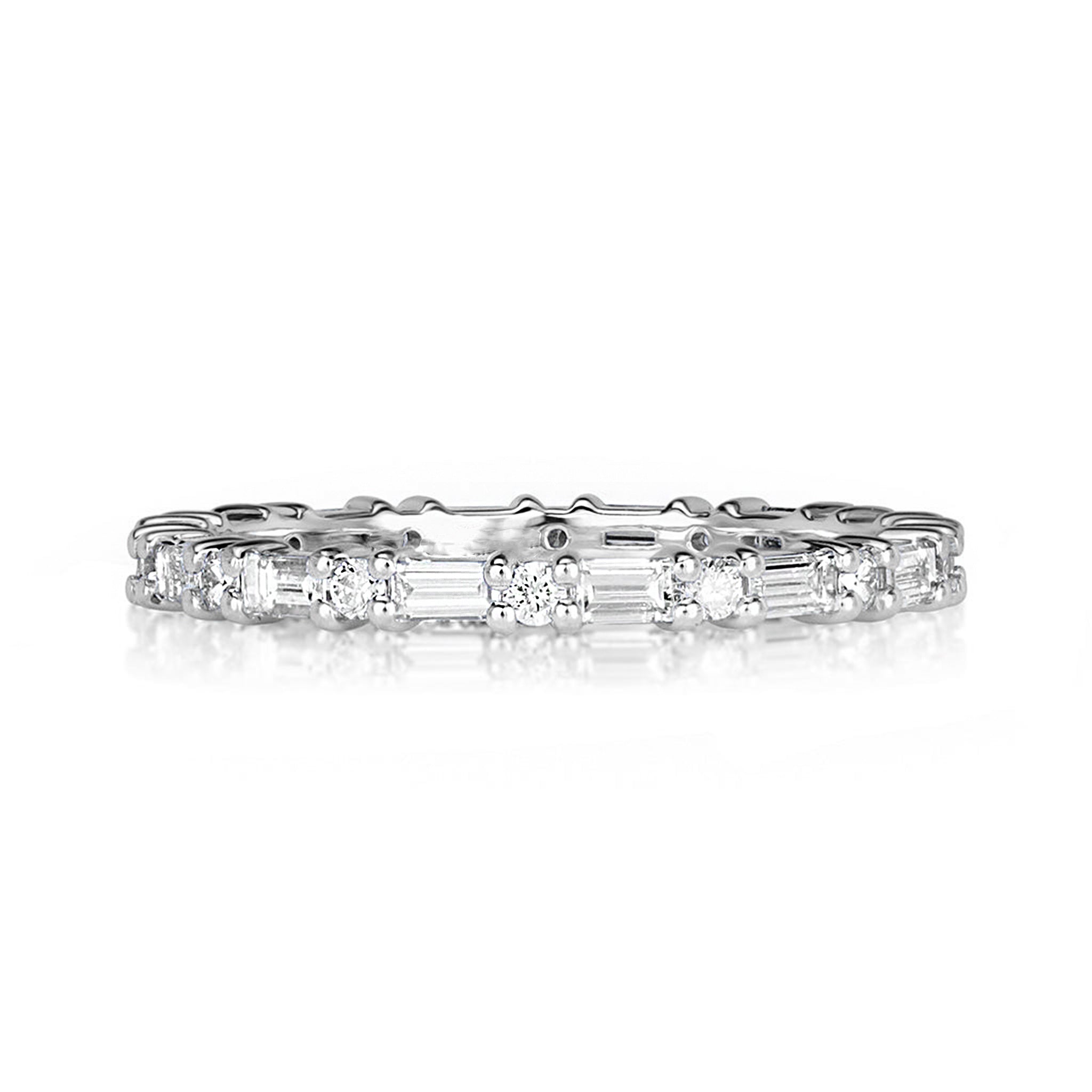 Stacking Baguette Round Moissanite Wedding Ring