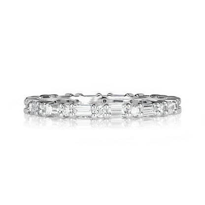 Stacking Baguette Round Moissanite Wedding Ring