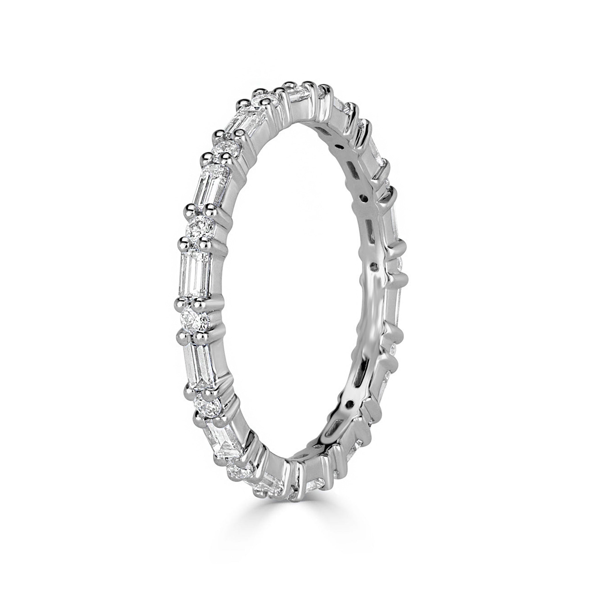 Stacking Baguette Round Moissanite Wedding Ring