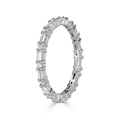 Stacking Baguette Round Moissanite Wedding Ring
