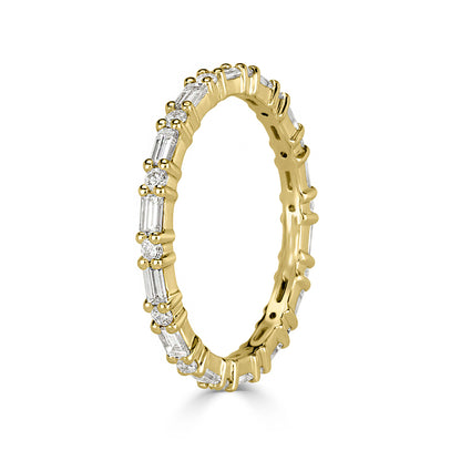 Stacking Baguette Round Moissanite Wedding Ring