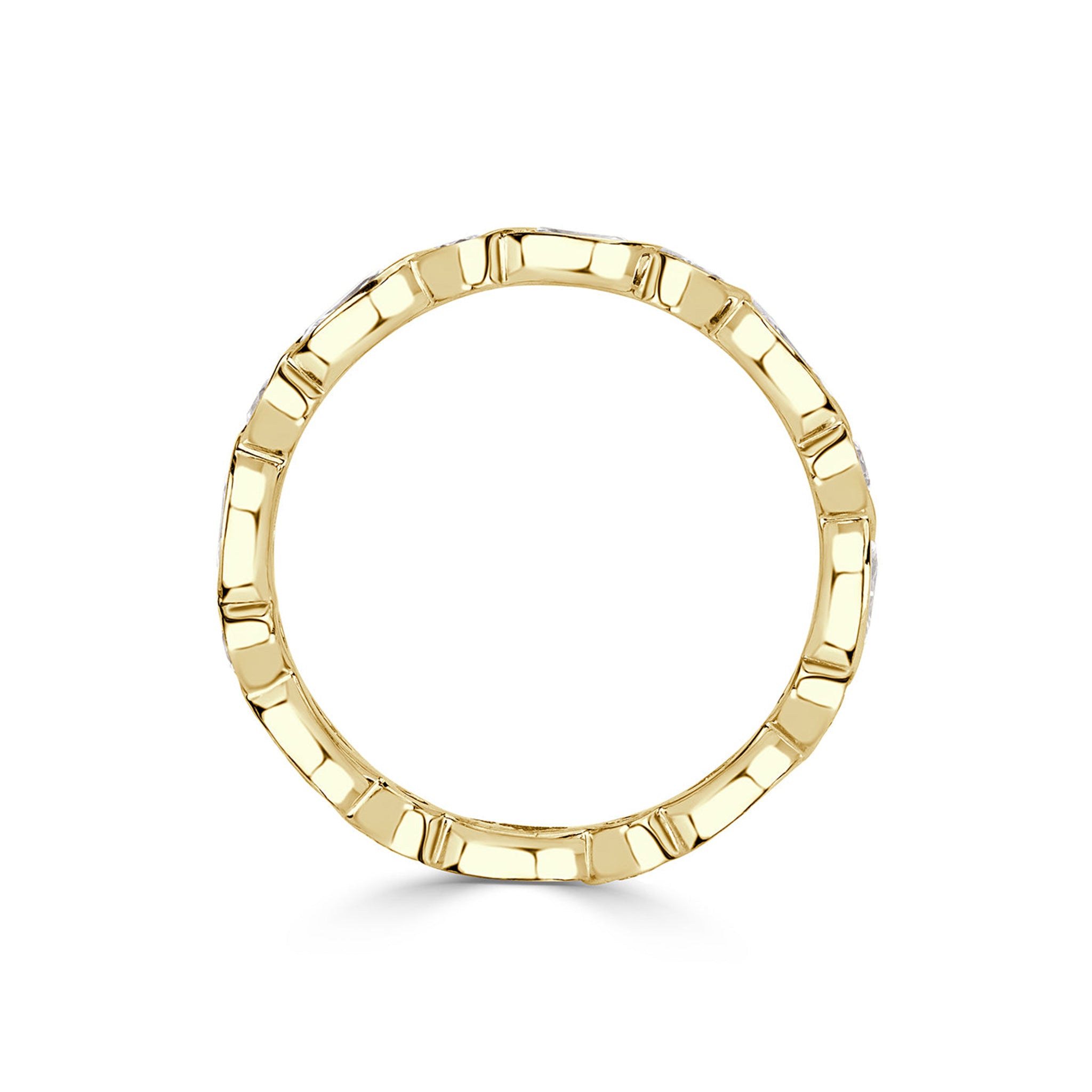 Alternating Bezel Set Marquise Round Diamond Wedding Ring