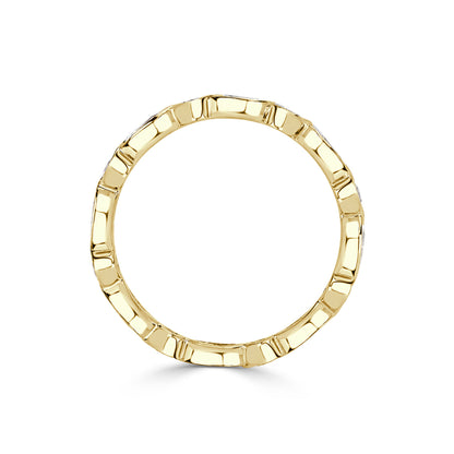 Alternating Bezel Set Marquise Round Diamond Wedding Ring