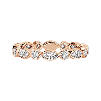 Alternating Bezel Set Marquise Round Diamond Wedding Ring