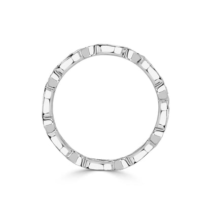 Alternating Bezel Set Marquise Round Diamond Wedding Ring