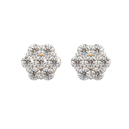 Flower Style Cluster Diamond Stud Earrings