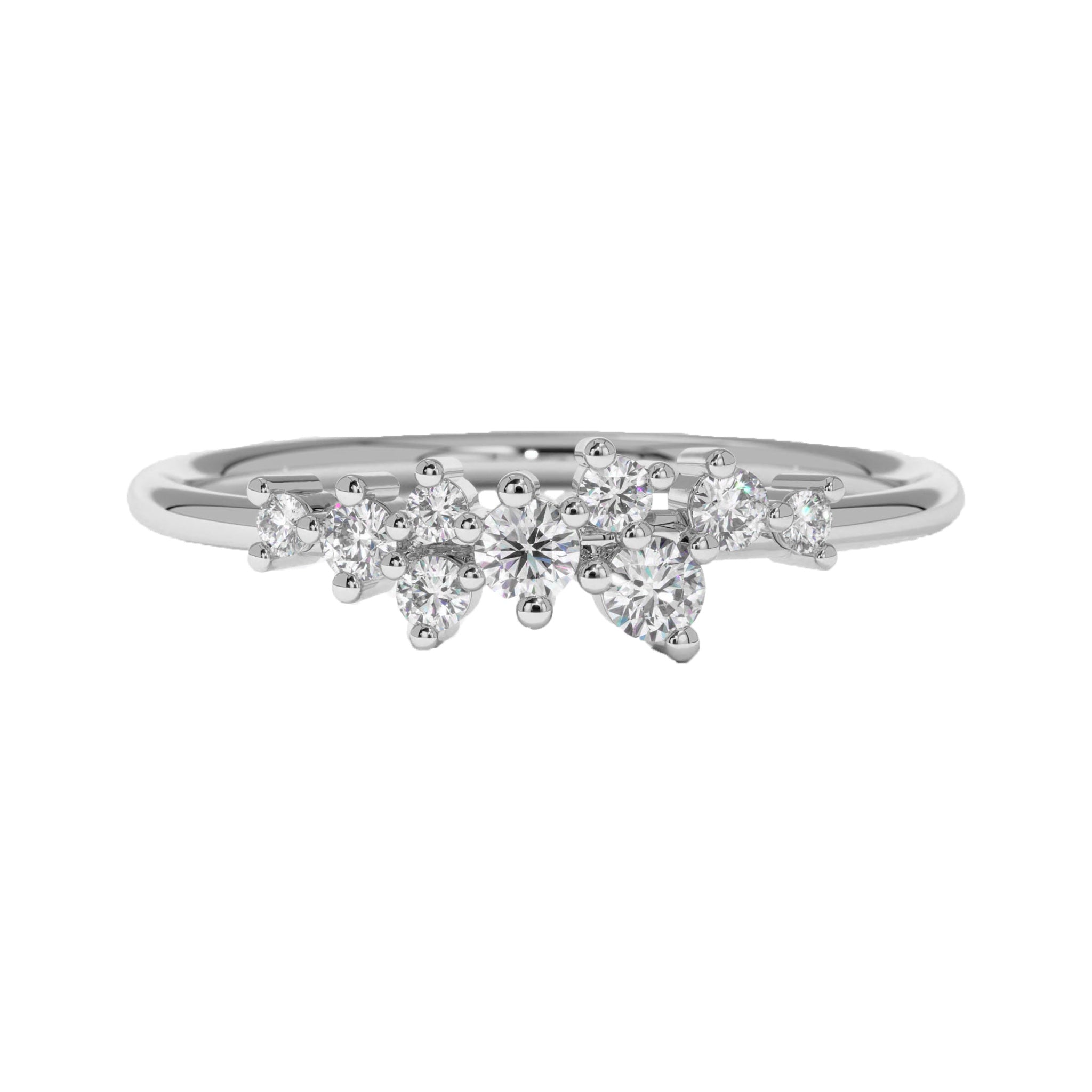 Dainty Round Cluster Diamond Wedding Ring