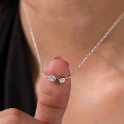 Two Stone Round Bezel Set Toi Et Moi Diamond Necklace