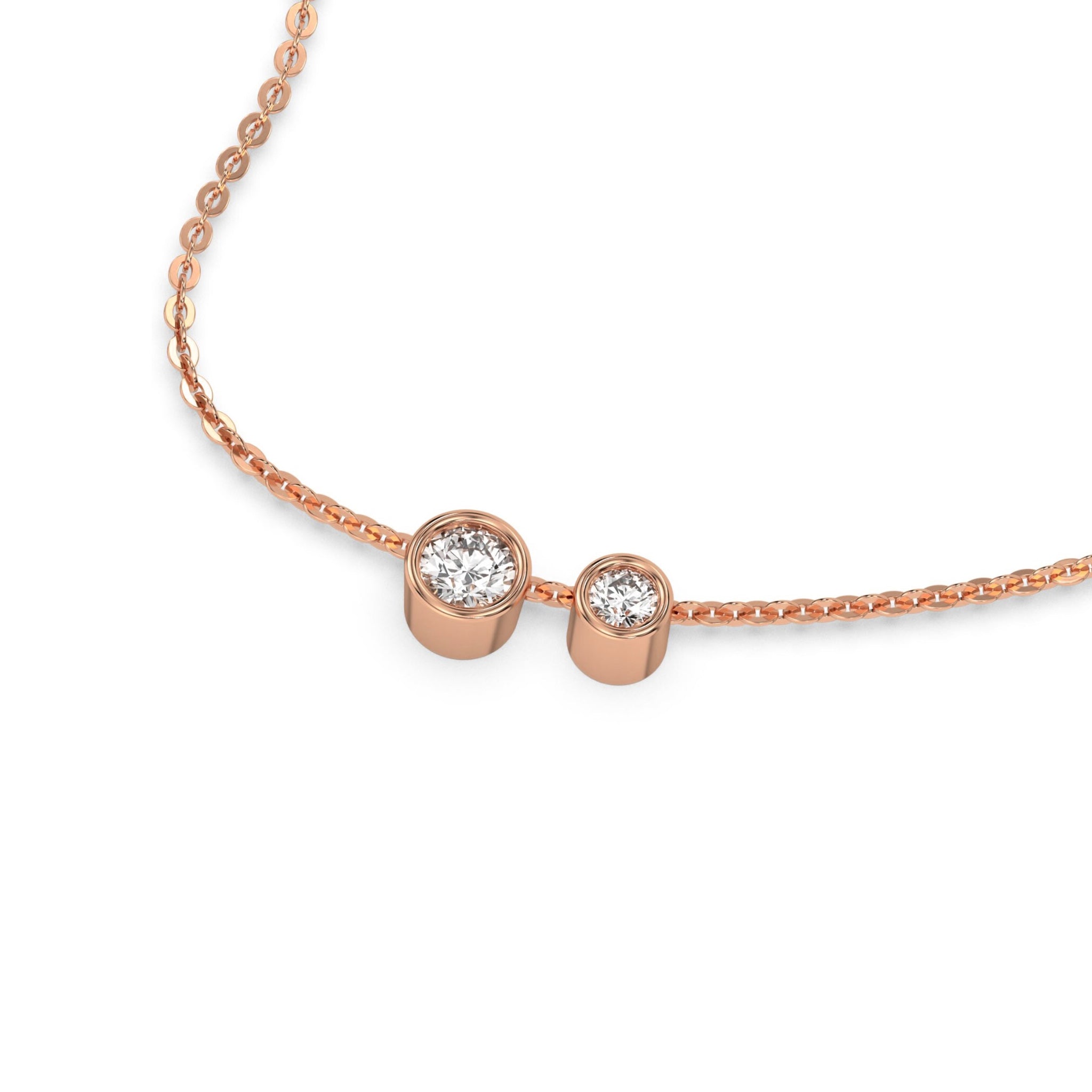 Two Stone Round Bezel Set Toi Et Moi Diamond Necklace