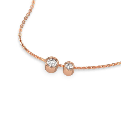Two Stone Round Bezel Set Toi Et Moi Diamond Necklace