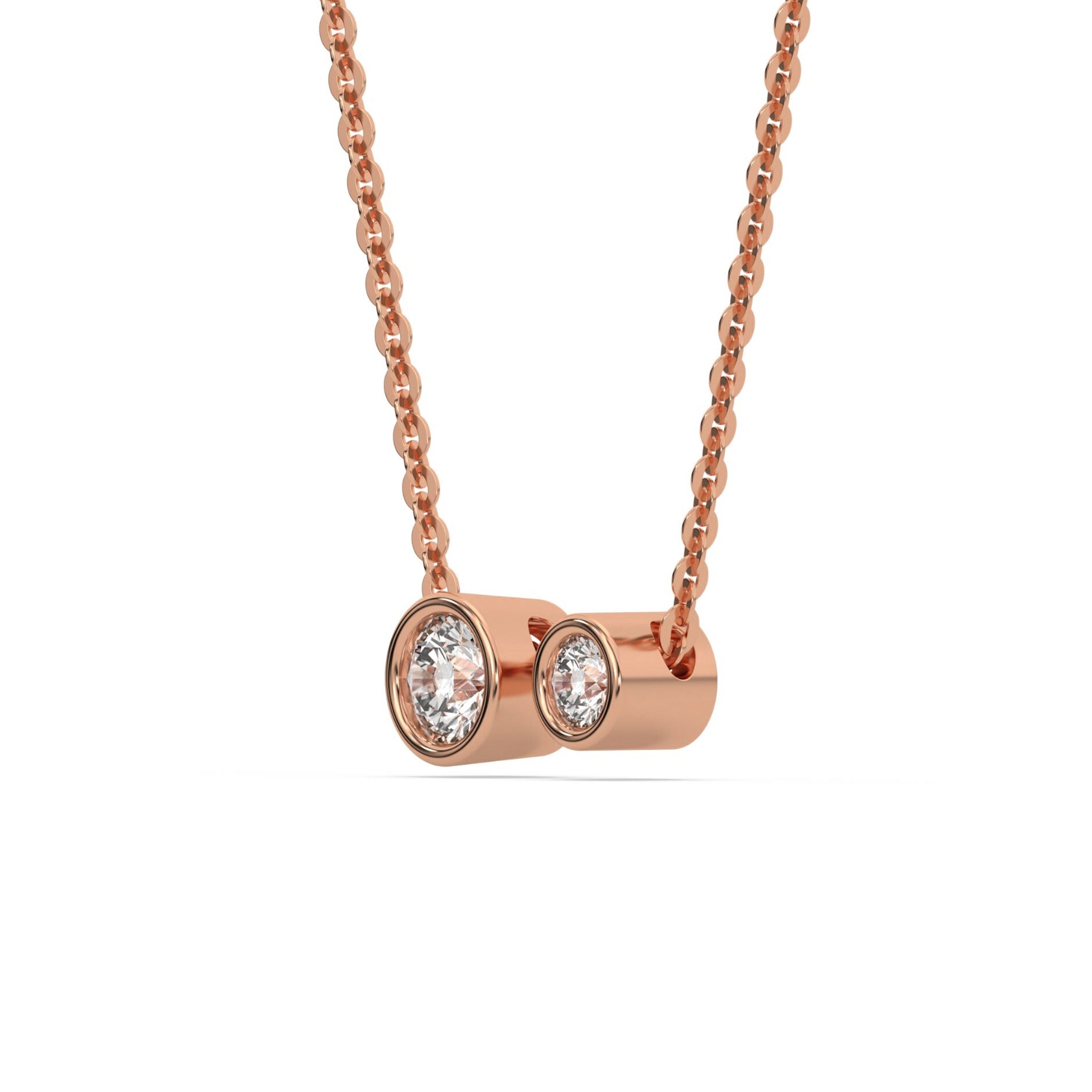 Two Stone Round Bezel Set Toi Et Moi Diamond Necklace