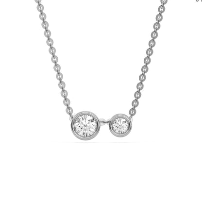 Two Stone Round Bezel Set Toi Et Moi Diamond Necklace