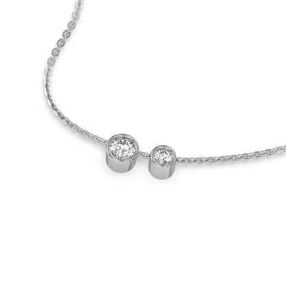 Two Stone Round Bezel Set Toi Et Moi Diamond Necklace