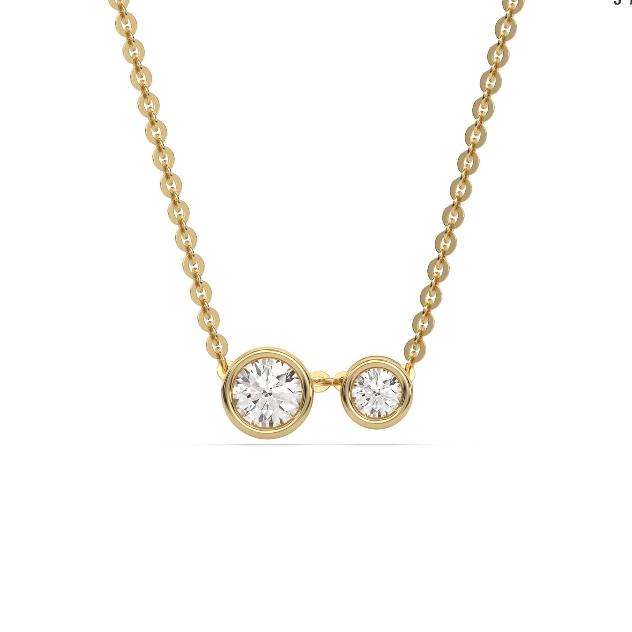 Two Stone Round Bezel Set Toi Et Moi Diamond Necklace