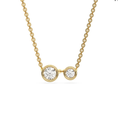 Two Stone Round Bezel Set Toi Et Moi Diamond Necklace