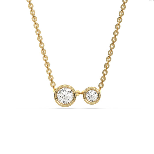 Two Stone Round Bezel Set Toi Et Moi Diamond Necklace