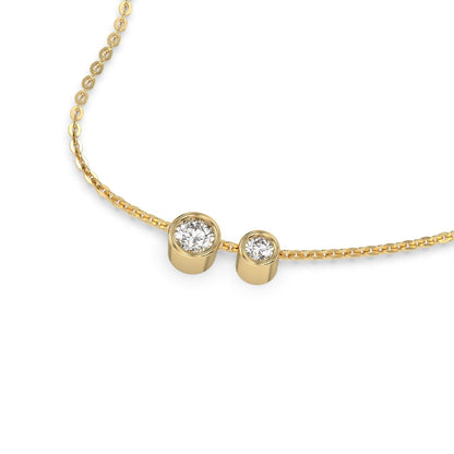 Two Stone Round Bezel Set Toi Et Moi Diamond Necklace