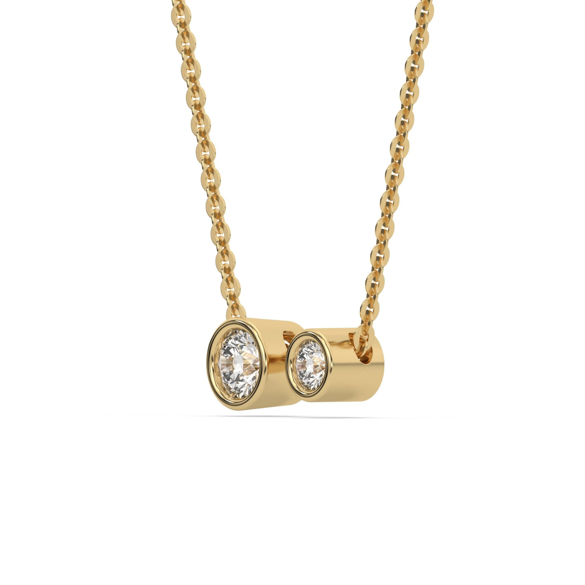 Two Stone Round Bezel Set Toi Et Moi Diamond Necklace