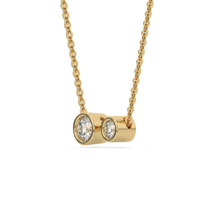 Two Stone Round Bezel Set Toi Et Moi Diamond Necklace