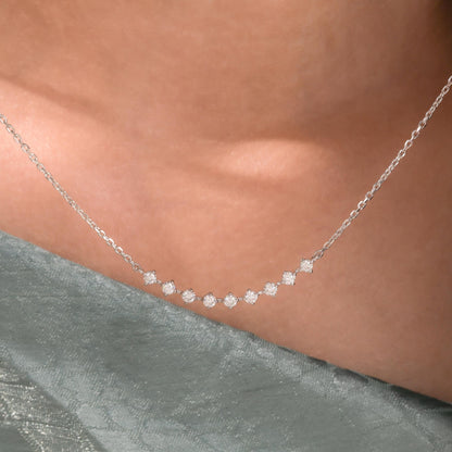 Delicate Floating Diamond Curve Bridal Wedding Necklace