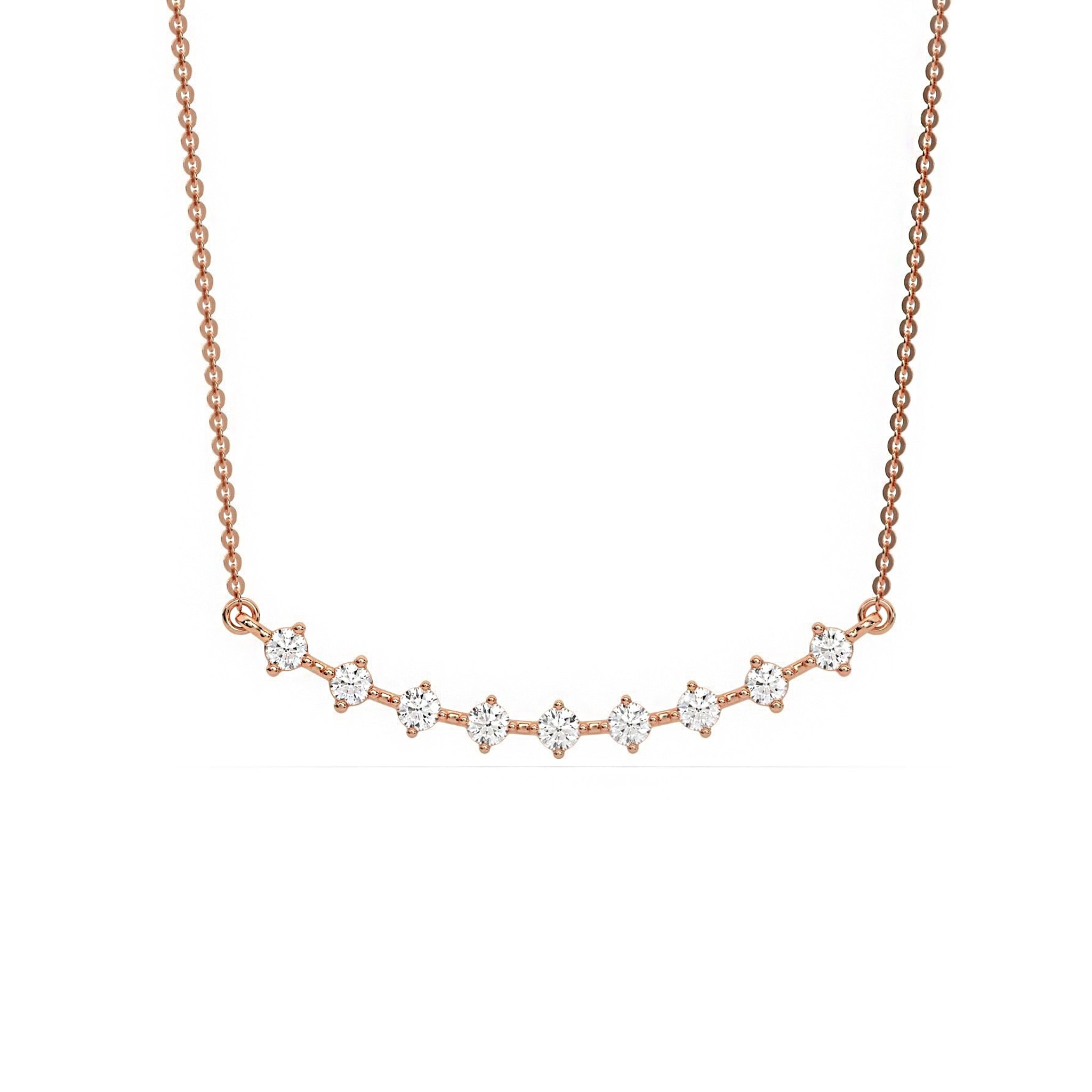 Delicate Floating Diamond Curve Bridal Wedding Necklace
