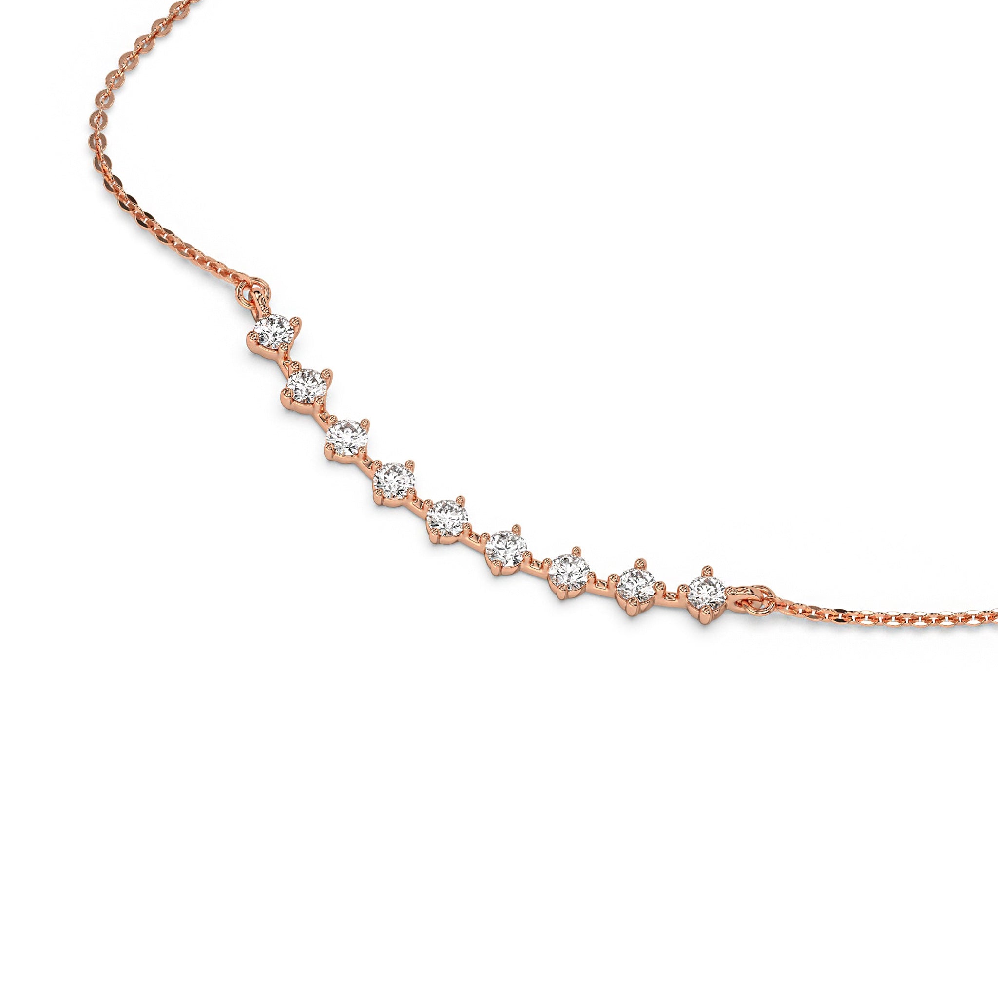 Delicate Floating Diamond Curve Bridal Wedding Necklace