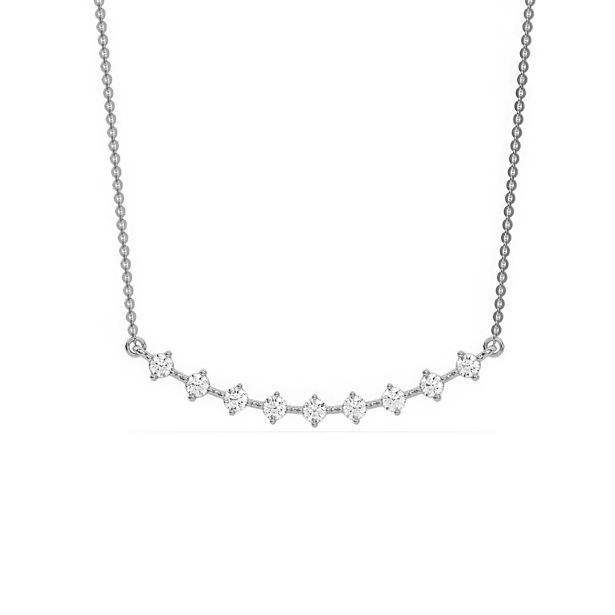 Delicate Floating Diamond Curve Bridal Wedding Necklace