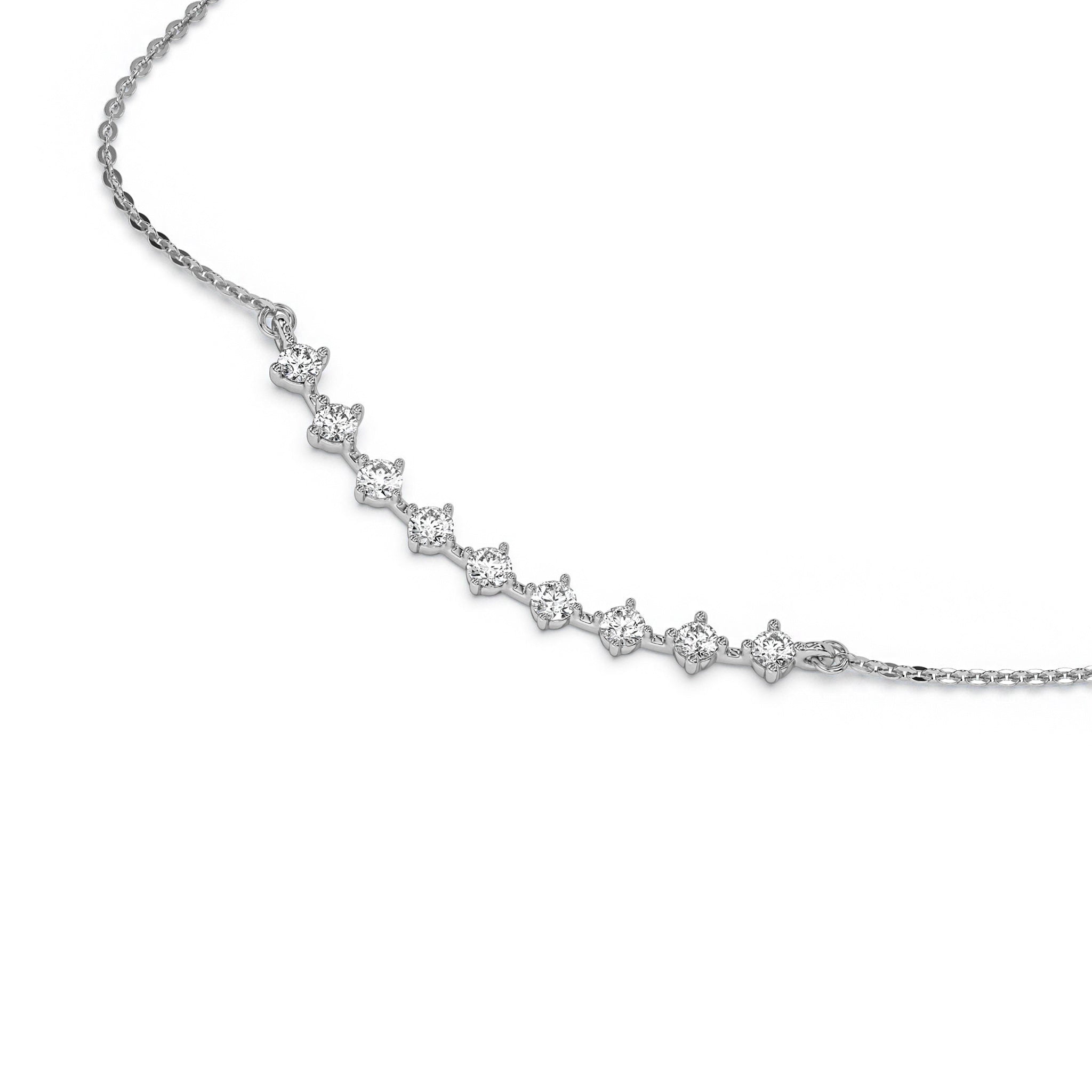 Delicate Floating Diamond Curve Bridal Wedding Necklace
