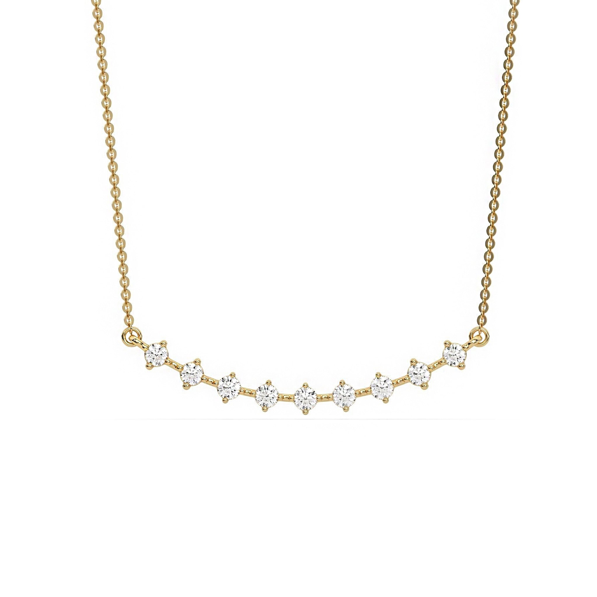 Delicate Floating Diamond Curve Bridal Wedding Necklace