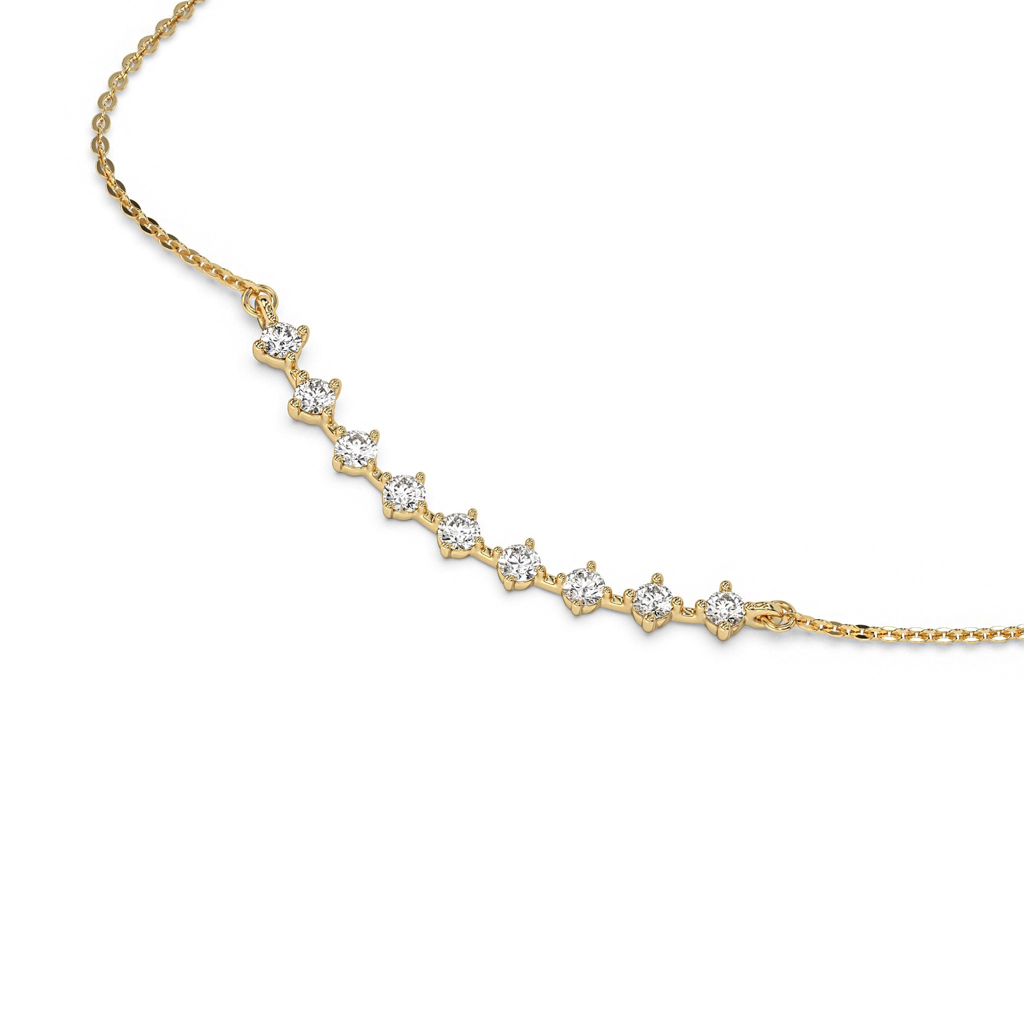 Delicate Floating Diamond Curve Bridal Wedding Necklace
