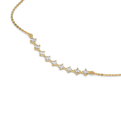 Delicate Floating Diamond Curve Bridal Wedding Necklace