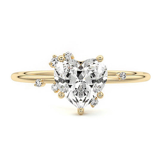 Heart Shaped Diamond Promise Proposal Ring
