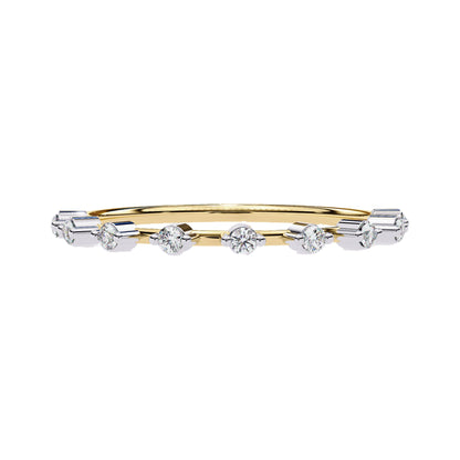 Petite Round Lab Diamond Wedding Ring in yellow gold with minimalist design and evenly spaced round lab-grown diamonds.