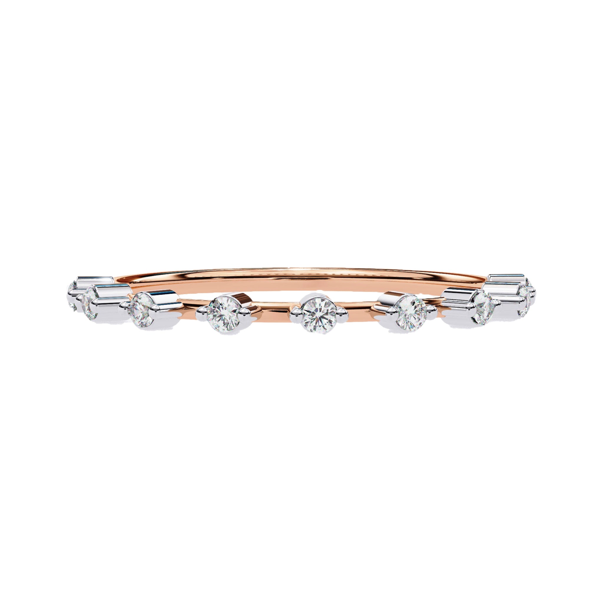 Rose gold Petite Round Lab Diamond Wedding Ring with minimalist design and evenly spaced round lab-grown diamonds.